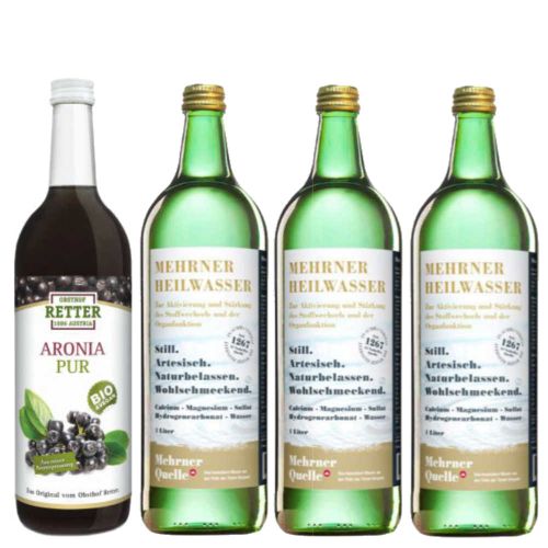 Trinkkur 4er - Mehrner Heilwasser - Bio Aronia pur Direktsaft