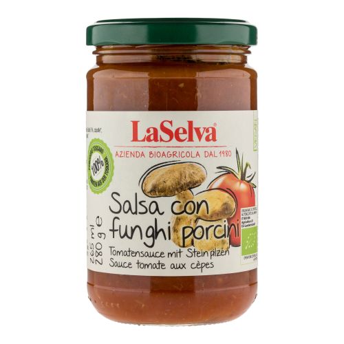 Organic tomato sauce with porcini mushrooms 280g - value pack of 6 from La Selva