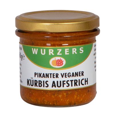 Pikanter veganer Aufstrich aus Kürbis und Kürbiskern 160g - perfekt zu frischem Brot - für Gebäck jeder Art von Wurzers