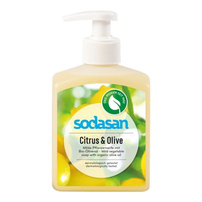 Organic Citrus Olive Soap in a 300ml dispenser - 6-piece value pack from Sodasan