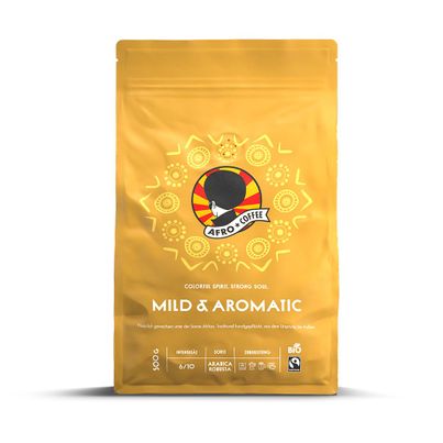 Organic AFRO COFFEE Mild & Aromatic Premium coffee beans 500g - Fairtrade Arabica & Robusta coffee whole beans by AFRO COFFEE