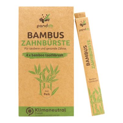 Bio Bambus Zahnbürste 4 Stück 1Packung von Pandoo