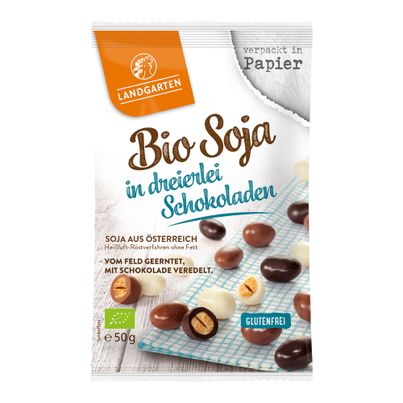 Bio Soja in dreierlei Schokolade 50g - 10er Vorteilspack von Landgarten
