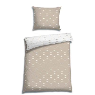 Fein Renforcé Bettwäsche BONIA BEIGE Set bestehend aus: 1 x Decke 140 x 200 cm und 1 x Kissen 70 x 90 cm von FLORELLA