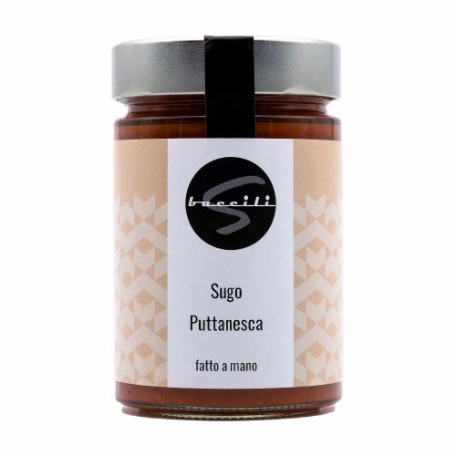 Sugo Puttanesca 370g - Würziges Tomatensugo mit Sardinen Kapern und Oliven - Glutenfrei und Laktosefrei von Baccili