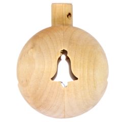 Holz-Christbaumkugel gedrechselt - Glockenmotiv