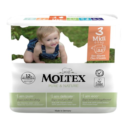 Bio 3 Midi Windel 4-9kg 33Stück - 4er Vorteilspack von Moltex Nature No 1