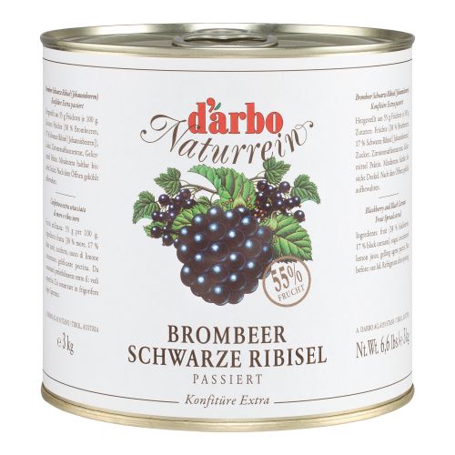 Darbo Naturrein Brombeer - Schwarze Ribisel (Johannisbeeren) Konfitüre Extra passiert 3000g