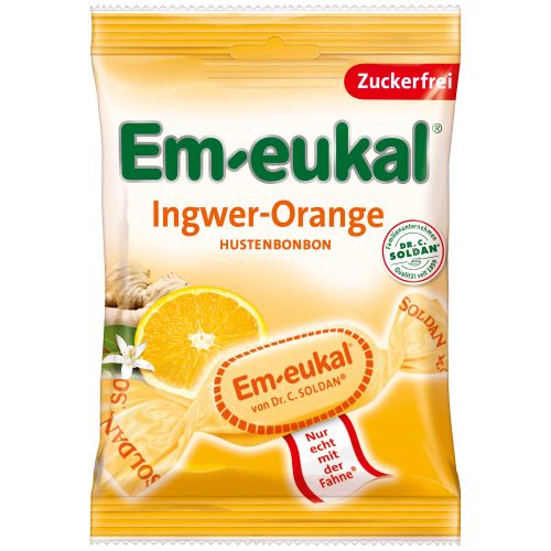 Em-eukal Ingwer-Orange Hustenbonbons mit Süßungsmitteln und Vitamin C zuckerfrei 75g