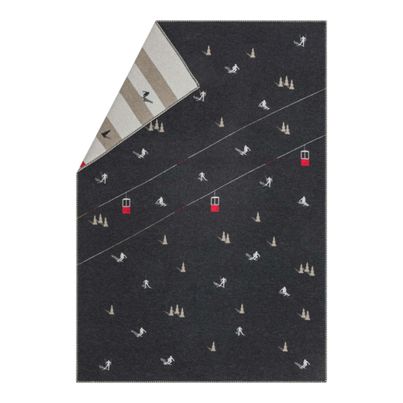 Light Cozy Blanket Ski Slopes & Gondolas Color Charcoal 140x200cm by David Fussenegger