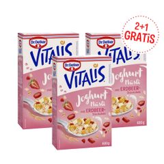 Dr. Oetker Vitalis Joghurtmüsli mit Erdbeerstücken 2+1 Gratis