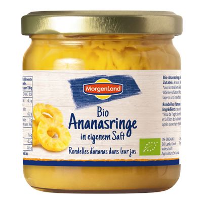 Bio Ananasringe im eigenen Saft 388ml - 6er Vorteilspack von Morgenland