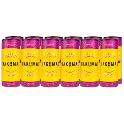 HAKUMA Passion Peach 12 x 235ml - Premium Grüntee Matcha mit Pfirsich Passionsfrucht und Vitamin C - Dein tropischer Boost für jeden Tag von HAKUMA