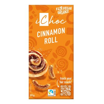 Bio vegane Cinnamon Roll Schokolade von iChoc, 80g