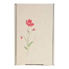 Graspapier Geschenkkarton zum Selberbefüllen - handbedruckt mit Mohnblume - 1 Stück