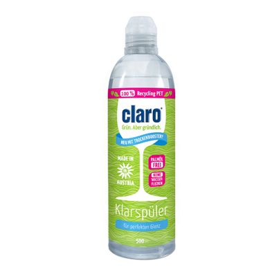 claro Klarspüler 500ml - für Spülmaschinen im nachhaltigen Recycling-PET