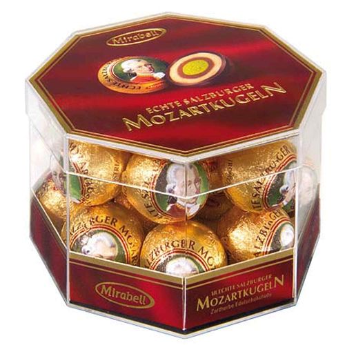 Echte Salzburger Mozartkugeln Klarsichtdose 17 Stk - 280g von Mirabell