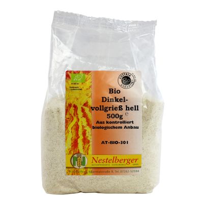 Bio Dinkelvollgrieß hell 500g - 10er Vorteilspack von Nestelberger