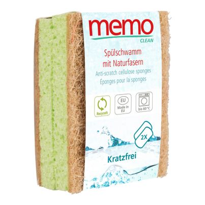 Organic dishwashing sponge with natural fibers 1 piece - value pack of 12 from Memo