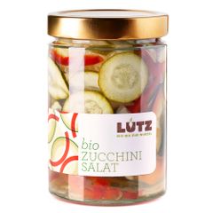 Bio Zucchinisalat 580ml - handeingelegt - wiederverschließbar - ideal zum Mitnehmen - herzhafter Zucchini-Geschmack von Bio Lutz