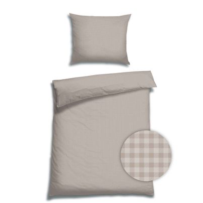 Edel Satin Bettwäsche KARO FIVE LEINEN Set bestehend aus: 1 x Decke 140 x 200 cm und 1 x Kissen 70 x 90 cm von FLORELLA