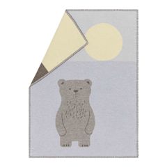 Babydecke Bär 70 x 90 cm - Hellblau - GRS zertifiziert - von David Fussenegger