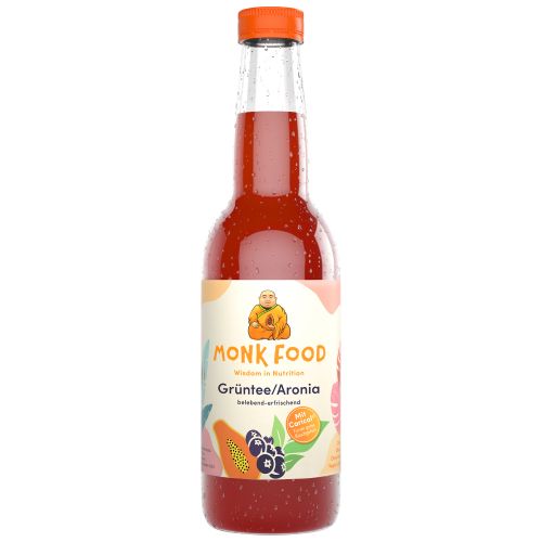 Bio MONK FOOD Papaya Grüntee Aronia Drink 330ml - herb fruchtiges Geschmackserlebnis für ein gutes Bauchgefühl