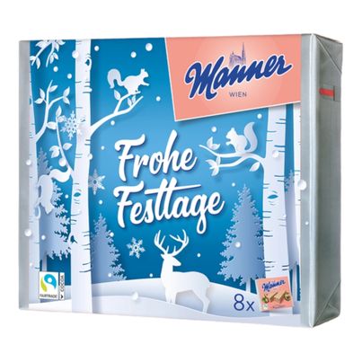 Manner Original Neapolitaner Schnitten 8er Geschenkpackung Weihnachten Frohe Festtage 600g