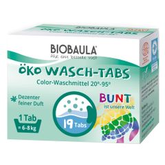 BIOBAULA Öko Wasch-Tabs BUNT 19 Stück - Ein Tab reicht für 6 bis 8 Kilo Wäsche - Für farbige und bunte Textilien geeignet