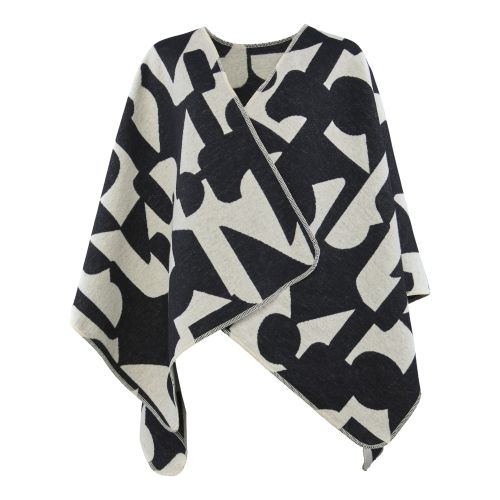 Poncho abstrakt one size Farbe Schwarz 70x140cm von David Fussenegger