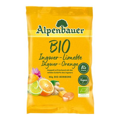 Bio Ingwer-Limette/-Orange-Bonbons 90g - 19er Vorteilspack von Alpenbauer