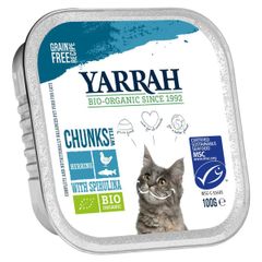 Bio Yarrah Katzenfutter Bröckchen Fisch 100g - 16er Vorteilspack - Tierfutter von Yarrah