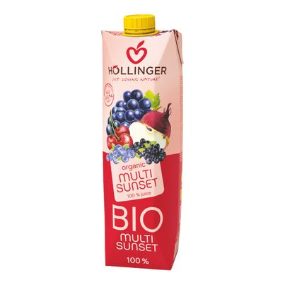 Bio Multi Sunset Fruchtsaft 1000ml - Fruchtsaft aus 6 wilden Früchten und einem Hauch Rote Beetesaft - kein zusätzlicher Zucker von Höllinger Juice