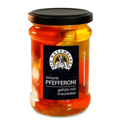 Scharfe Pfefferoni gefüllt mit Frischkäse 250g von Die Käsemacher