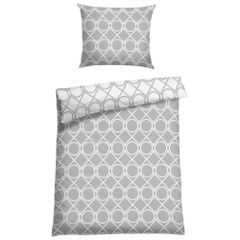 Fein Renforcé Bettwäsche HENNO GRAU Set bestehend aus: 1 x Decke 140 x 200 cm und 1 x Kissen 70 x 90 cm von FLORELLA