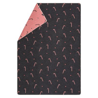 Flannel Blanket Candy Cane Color Anthracite Grey 140x200cm by David Fussenegger