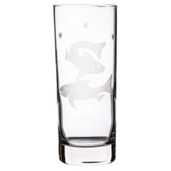Handgraviertes Glas mit Sternzeichen und Namensgravur Fische