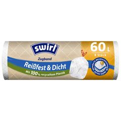 Müllbeutel weiß Zugband 60l 8Stück von Swirl