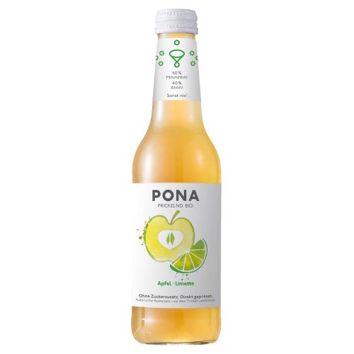 PONA Bio Apfel Limette sparkling juice 330ml - Erfrischendes Fruchtsaftgetränk ohne zugesetzten Zucker von PONA