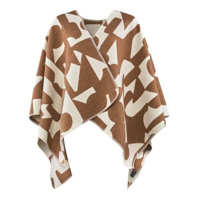 Poncho abstrakt one size Farbe Kork 70x140cm von David Fussenegger