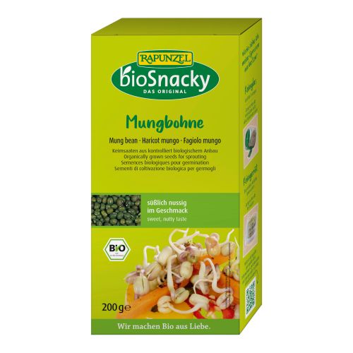 Organic bioSnacky mung bean germination seeds 200g - value pack of 4 from bioSnacky - Rapunzel