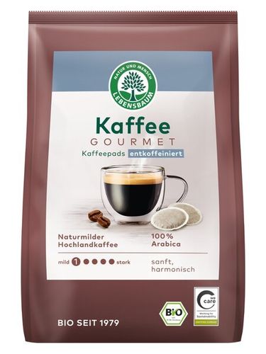 Bio Gourmet Caffè Crema entkoffeiniert Kaffepads 18 Stück - 126g von Lebensbaum