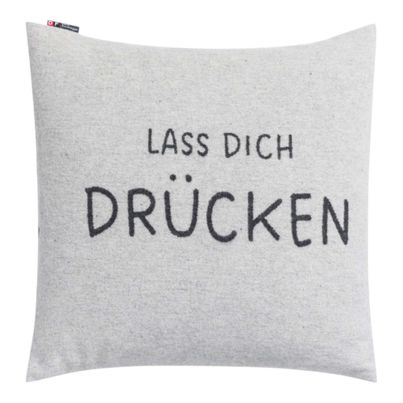 Cushion Cover Lass dich drücken Color Grey 50x50cm by David Fussenegger