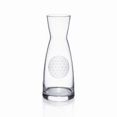 Handgravierte Wasserkaraffe mit Motiv Lebensblume