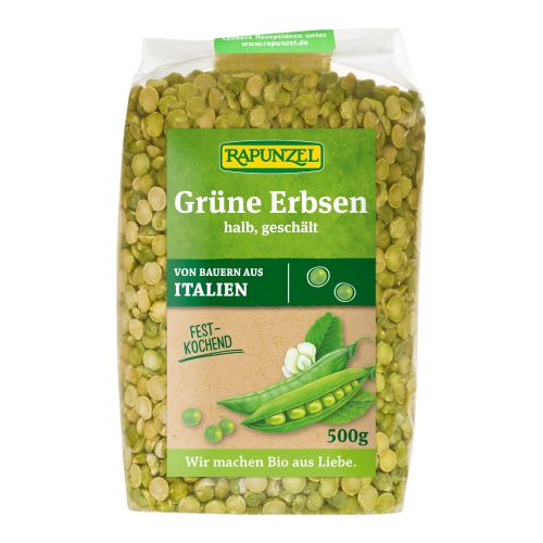 Bio Grüne Erbsen halb geschält 500g - 6er Vorteilspack von Rapunzel Naturkost