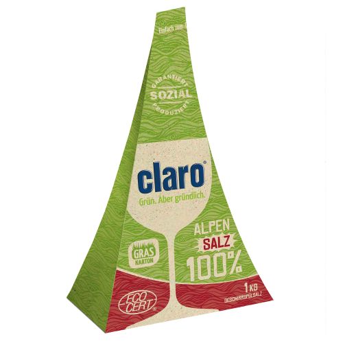 claro 100% Alpensalz 1kg - Die grobe Körnung sorgt für einen hygienisch sauberen und kalkfreien Geschirrspüler