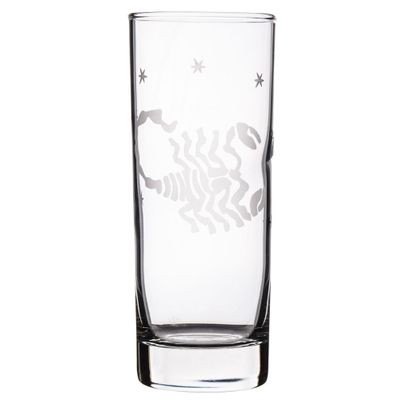 Handgraviertes Glas mit Sternzeichen und Namensgravur Skorpion