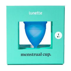 Menstruationstasse blau - nachhaltig - hypoallergen und scheidenflorafreundlich - sicherer Tragekomfort - geprüftes medizinisches Silikon von Lunette