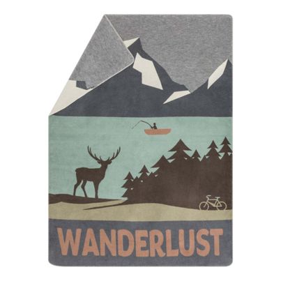 Fluffy Soft Blanket Wanderlust Color Green/Grey 150x200cm by David Fussenegger