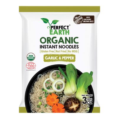 Bio Instant Nudeln Knoblauch Pfef. 85g - 12er Vorteilspack von Perfect Earth